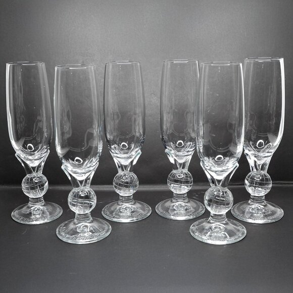 Vintage Nouvo Official Champagne Flute Glasses of The Third Millennium Y2k Globe - Picture 2 of 14